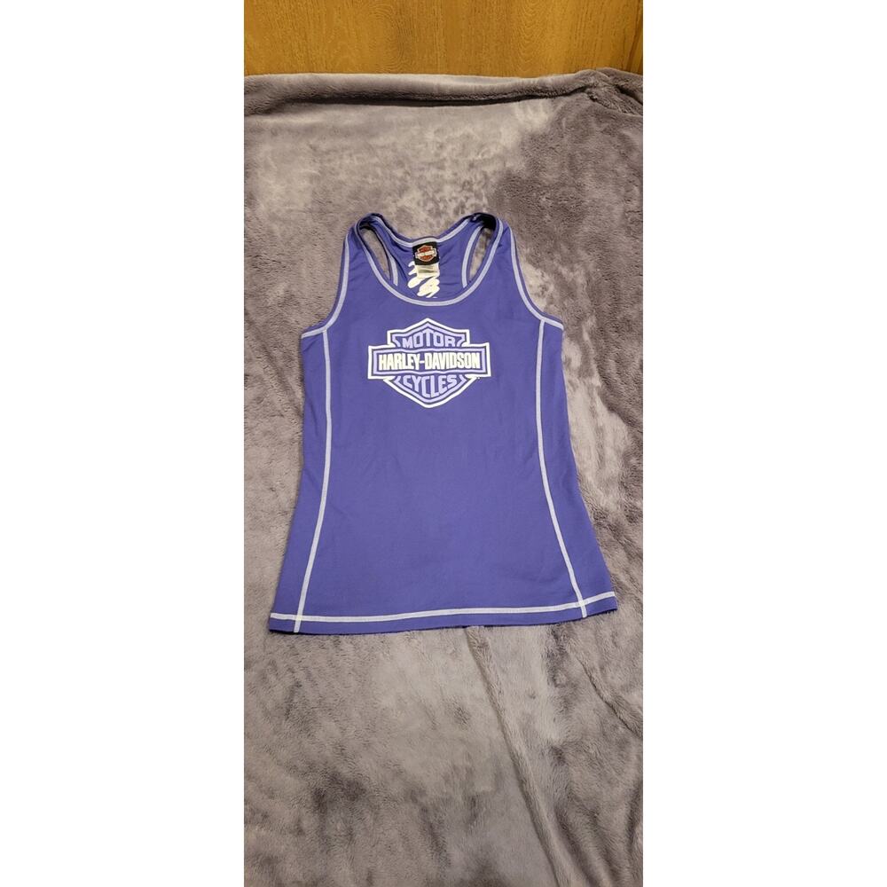 Harley-Davidson Tank Top Womens Medium Purple Racerback Moto Athletic Summer